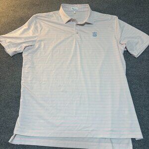 Peter Millar Summer Comfort Polo XL Striped Golf Shirt Crest Logo Pink Stripped